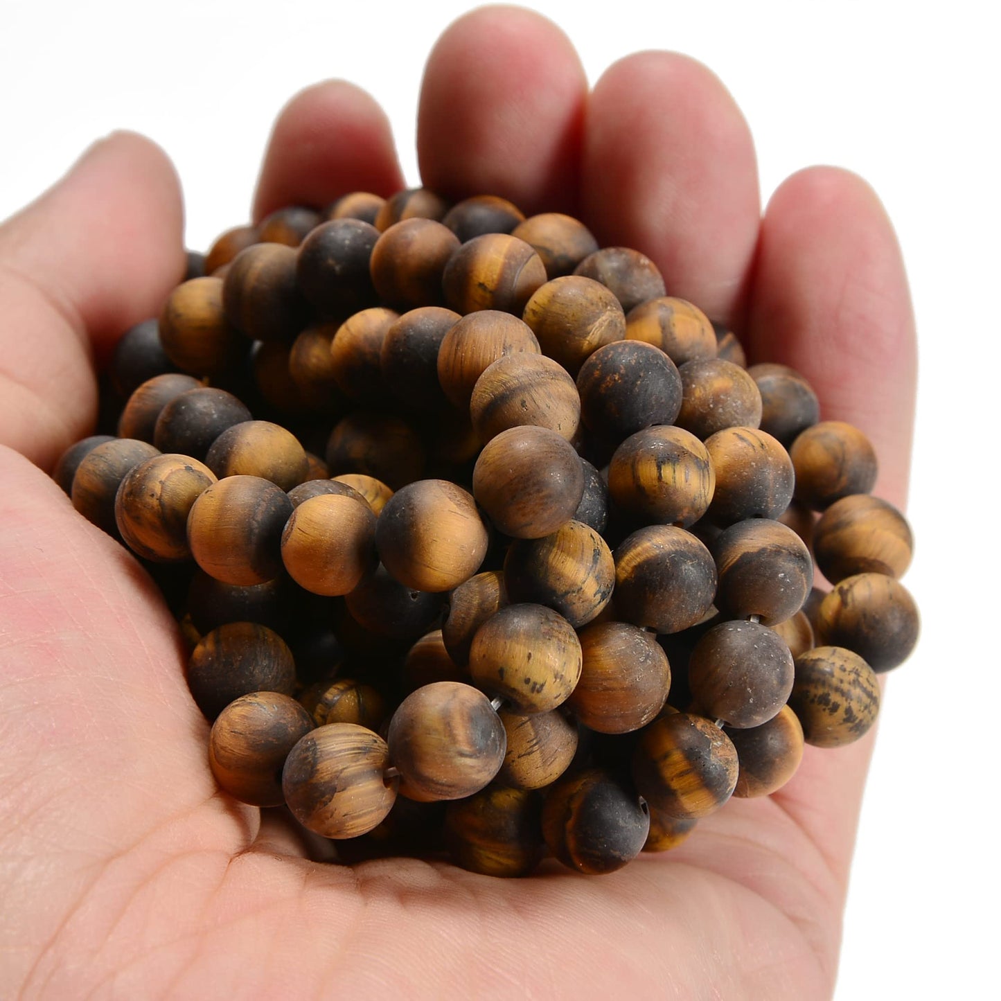 jodaying 10mm Yellow Tiger Eye Matte Round Natural Gematone Loose Beads for Jewelry Making DIY 1 Strand 15"
