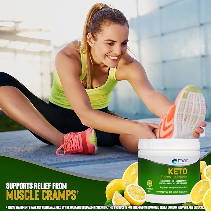 Trace Minerals Keto Electrolyte Powder - Keto Hydration Support Supplement - Mineral Supplement for Energy & Muscle Stamina Support - Zero Carb & Sugar-Free Formula - Lemon Lime, 13 oz (55 Servings)