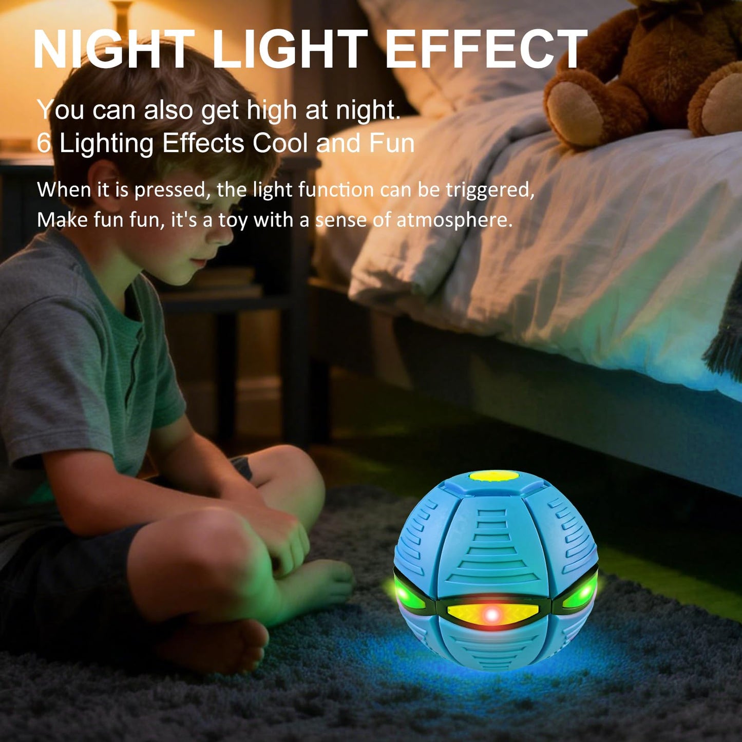 BHPWZB Magic Bouncing Ball Pop Up Balls – Light Up Magic Meta Ball Toy with 6 Light – Dual-Form Bouncy Balls Indoor Outdoor Play – Transforming Toy for Parent-Child Interaction (Blue)