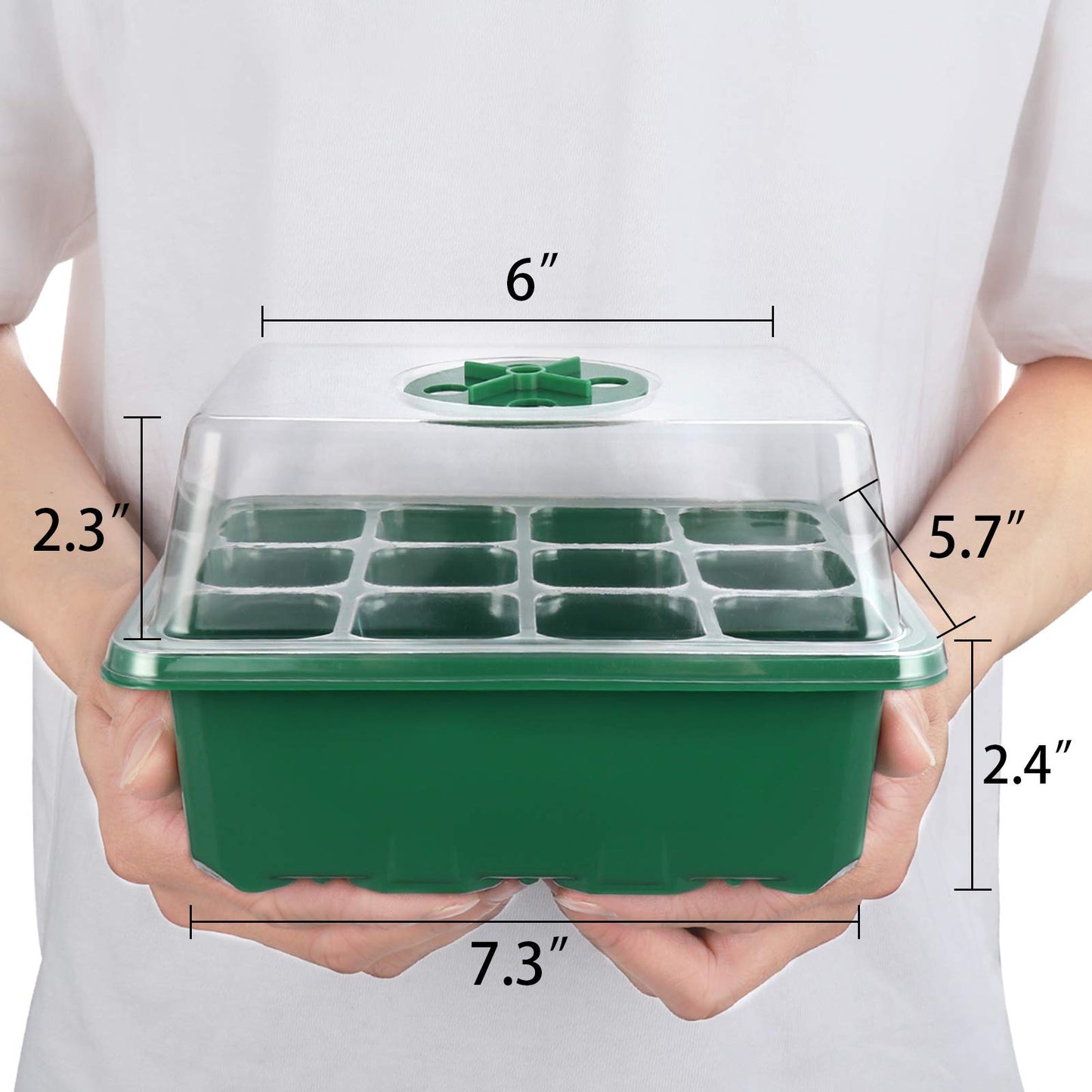 UWIOFF Seed Starter Tray, 12-Pack 144 Cells Seedling Starter Trays, Humidity Adjustable Seed Tray Kit with Dome and Base Greenhouse Grow Trays Mini Propagator for Seeds Growing Starting