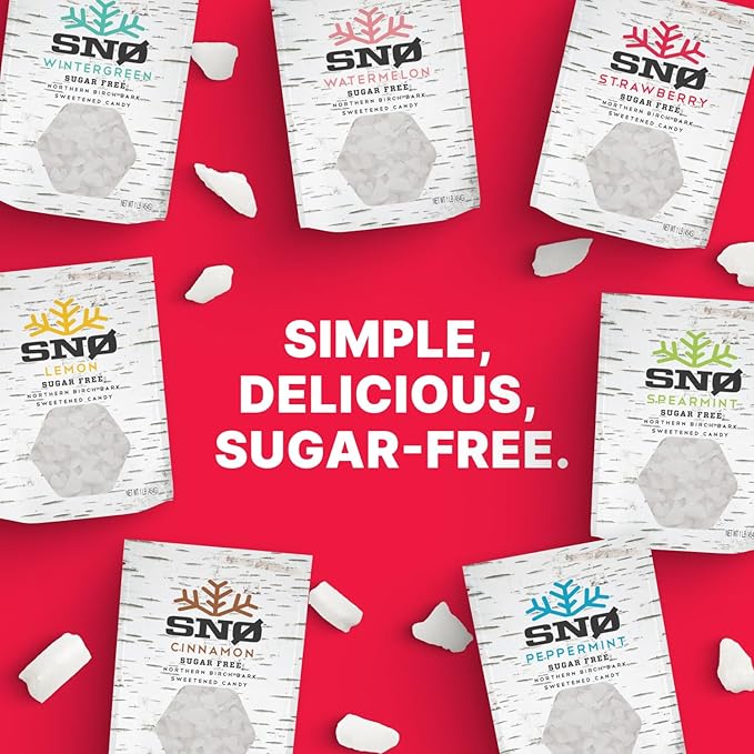 Strawberry KETO Xylitol Candy Chips (1-Pack) - SNØ 1.5oz Tin - Sugar-Free Candy With Only 2 Ingredients | Low Carbs, Diabetic-Friendly, Non-GMO, Vegan, GF & Kosher | Purest candy in the world