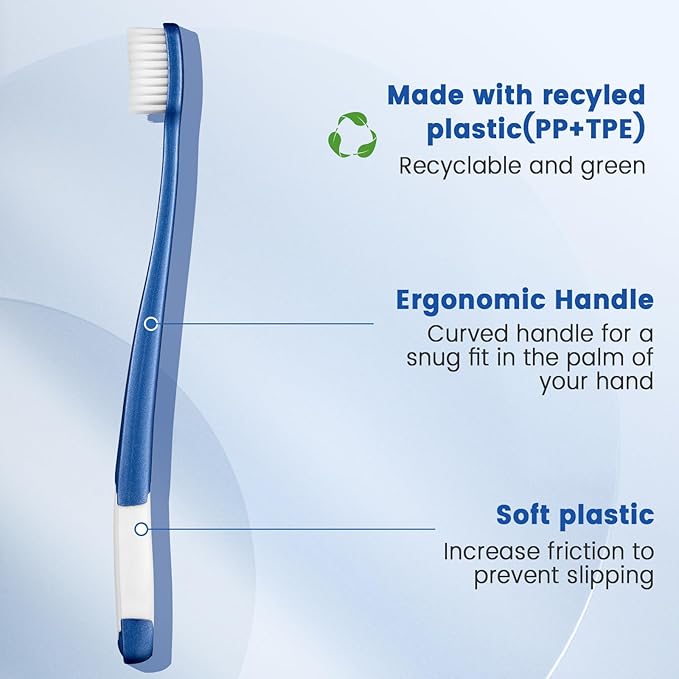 Fregum 8811W Extra Soft Toothbrushes for Adults, Periodontist Design Tapered Bristles for Sensitive Teeth and Receding Gums, 6 Count