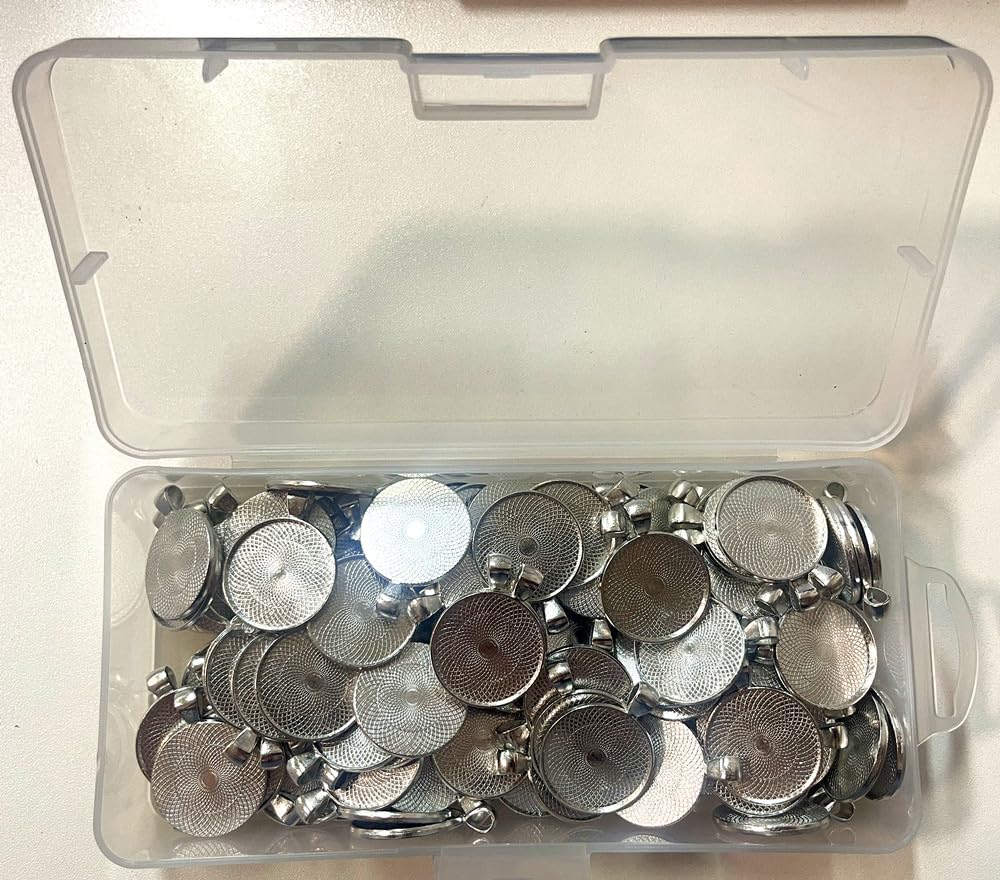 Hand-Made DIY Frame Pendant Tray Round Convex Tray Pendant, 100PCS Diameter 25 mm, Silver