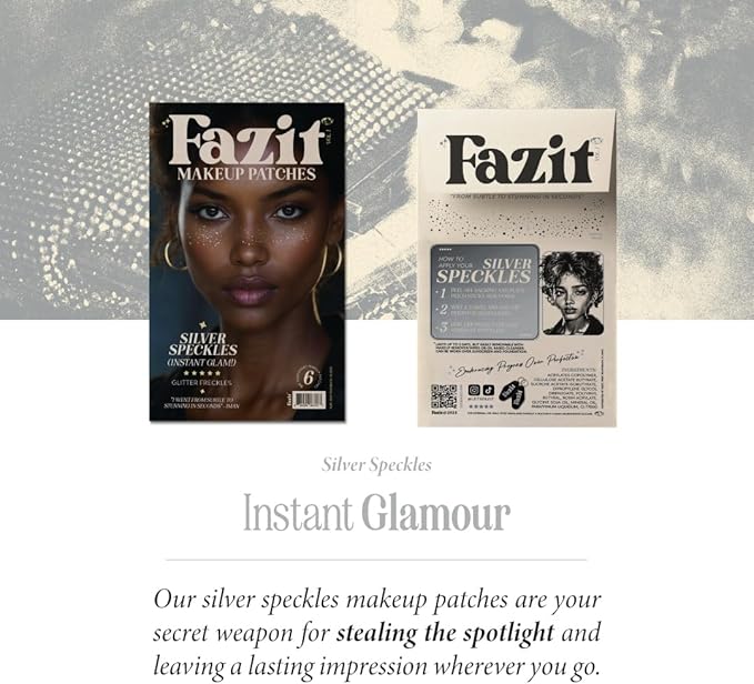 Fazit Makeup Patches - Silver Speckles - Glow Up Make-Up Patches - Cute Glitter Makeup Accessories for Women - Cosmetic Glitter for Face