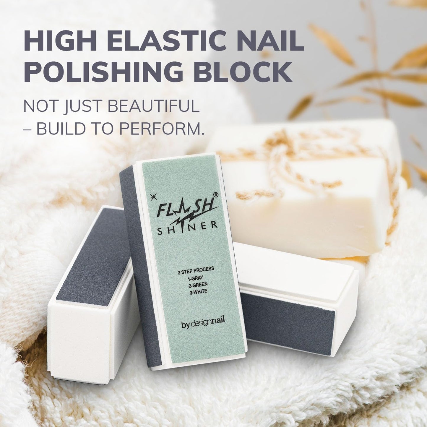 Design Nail Flash Shiner® Block – 3-Way Nail Buffer – Pack of 10 – Professional Nail Buffer for Natural Shine – Smooths, Conditions & Polishes – Manicure Tool for Home or Salon Use