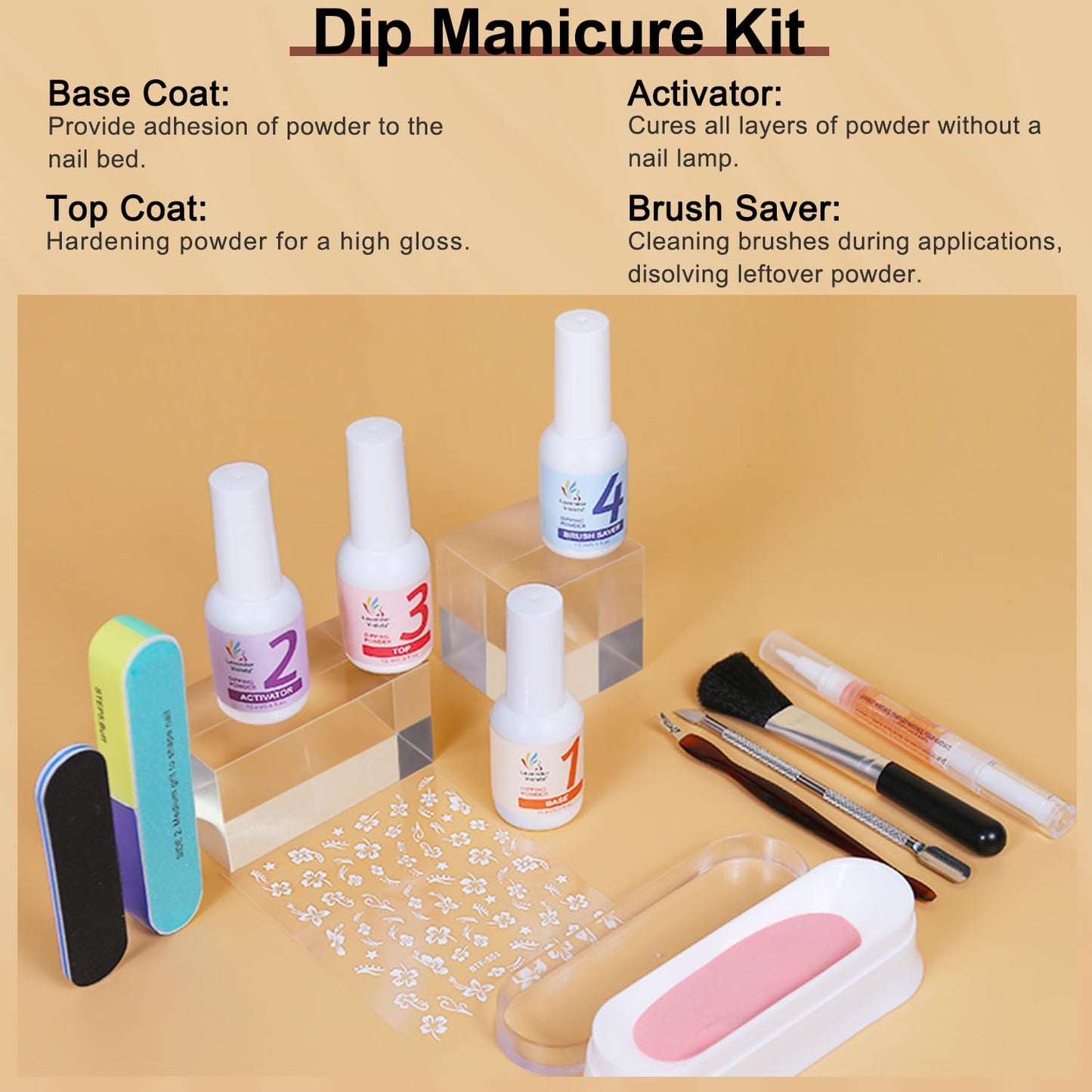 LAVENDER VIOLETS Dip Powder Nail Kit - 36 Colors Brown Green Blue Reflective Glitter with Dipping Powder Liquid Set and Nail Art Tool for Home Salon B5X1