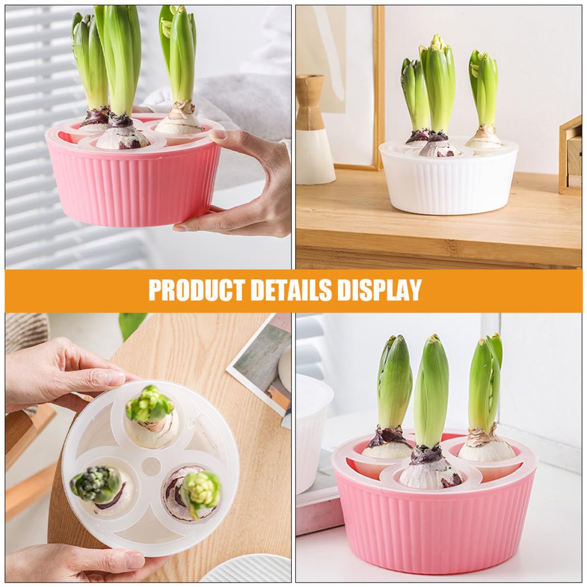 MOBUTOFU 2Pcs Net Cups 3-Hole Hydroponic Bulbs Planter Pot Small Root Control Plastic Flower Pots Heavy Duty for Tulip Daffodils Narcissus Indoor Water Planting and Succulent Gardening Plastic