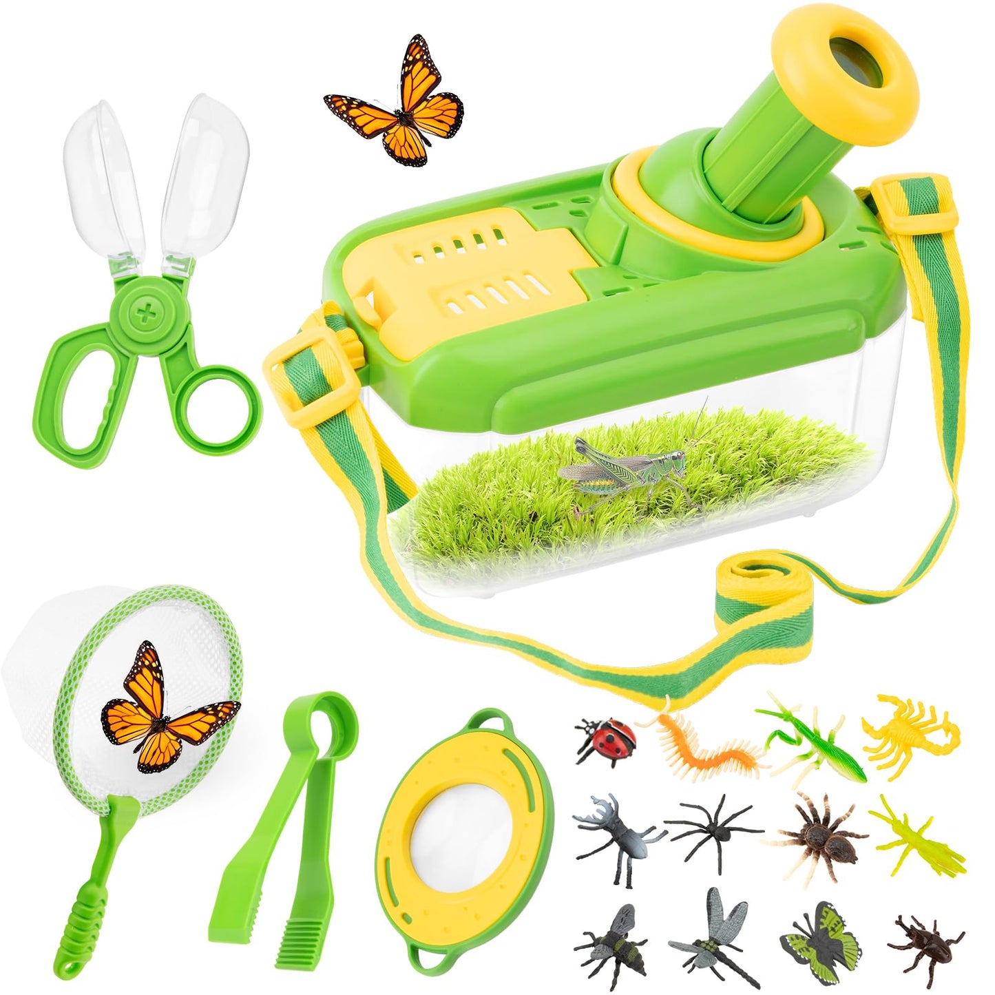 Funsland Bug Catcher Kit for Kids - 17 PCS Outdoor Explorer Kit Insect Catching Toys Nature Adventure Set for Boys 3 4 5 6 7 8 Year Old