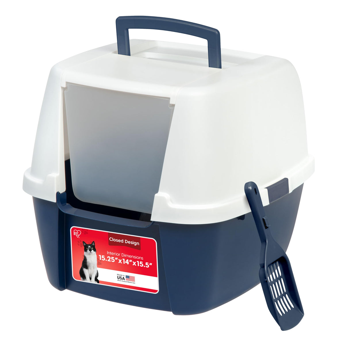 IRIS USA Large Front Door Cat Litter Box, Walk-in Entry, Gray
