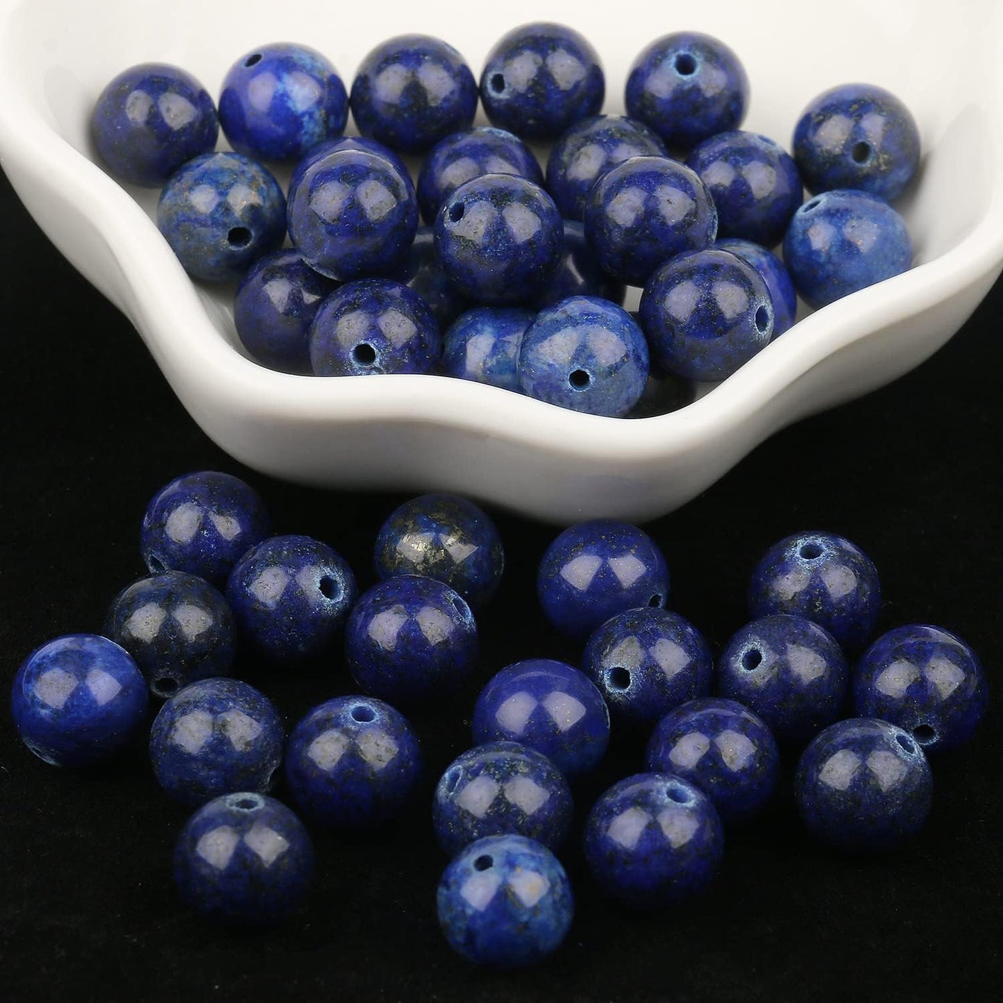 Yochus 60pcs Lapis Lazuli Beads,6mm Healing Power Natural Stone Round Loose Beads for Jewelry Making Earring Necklace DIY Crafts
