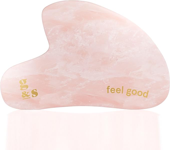 grace & stella Gua Sha Massage Tool, Rose Quartz, Face Sculpting, Lymphatic Drainage, Depuffing