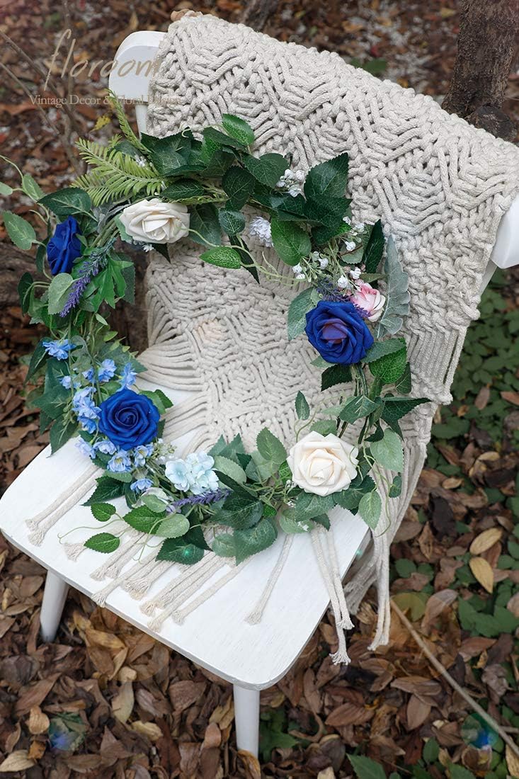 Floroom Artificial Flowers 25pcs Real Looking Royal Blue Foam Fake Roses with Stems for DIY Table Centerpieces Party Home Decorations
