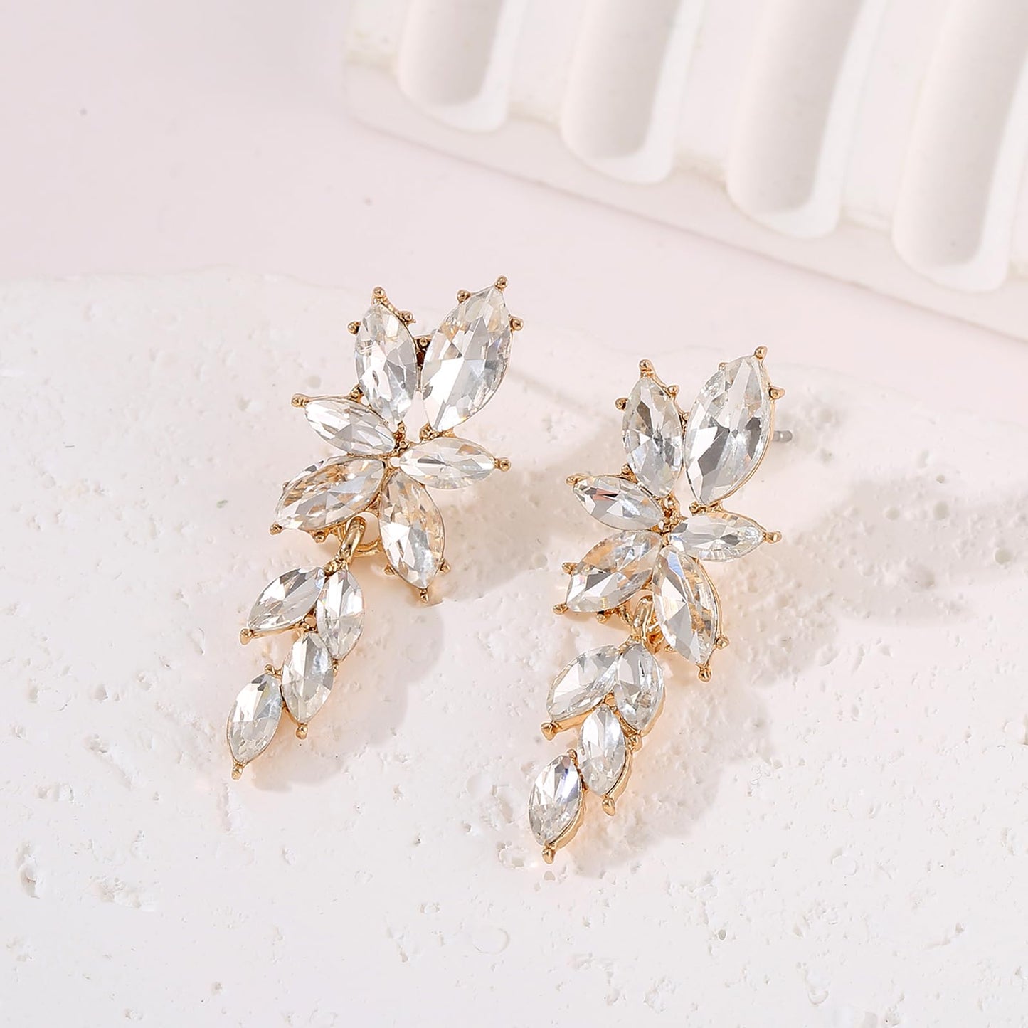 ATIMIGO Elegant Rhinestone Dangle Earrings Cluster Crystal Wedding Bridal Earrings for Brides Bridemaids Formal Prom Statement Drop Earrings for Women