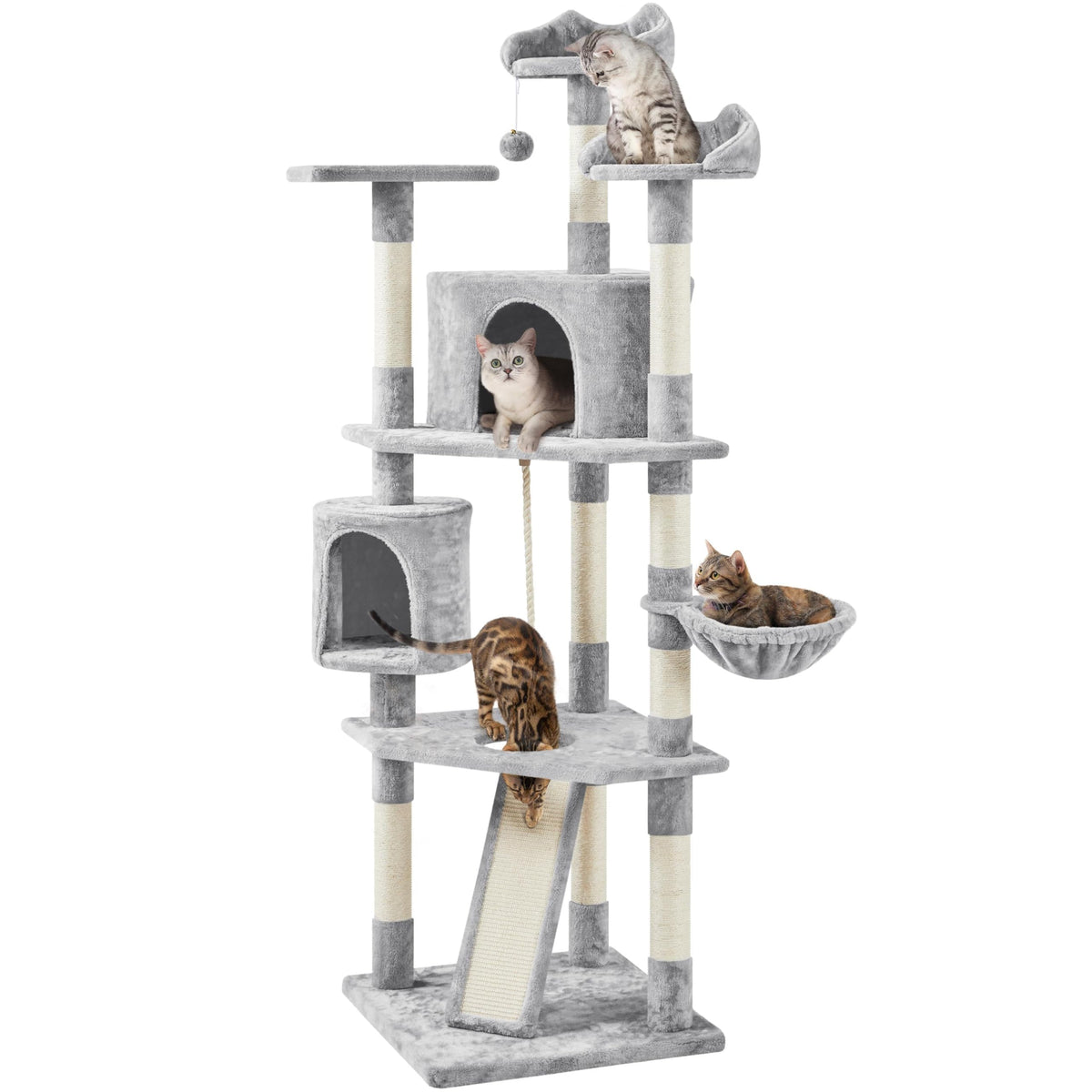Yaheetech 79in Multi-Level Tall Cat Tree for Multiple Cats with sisal Posts