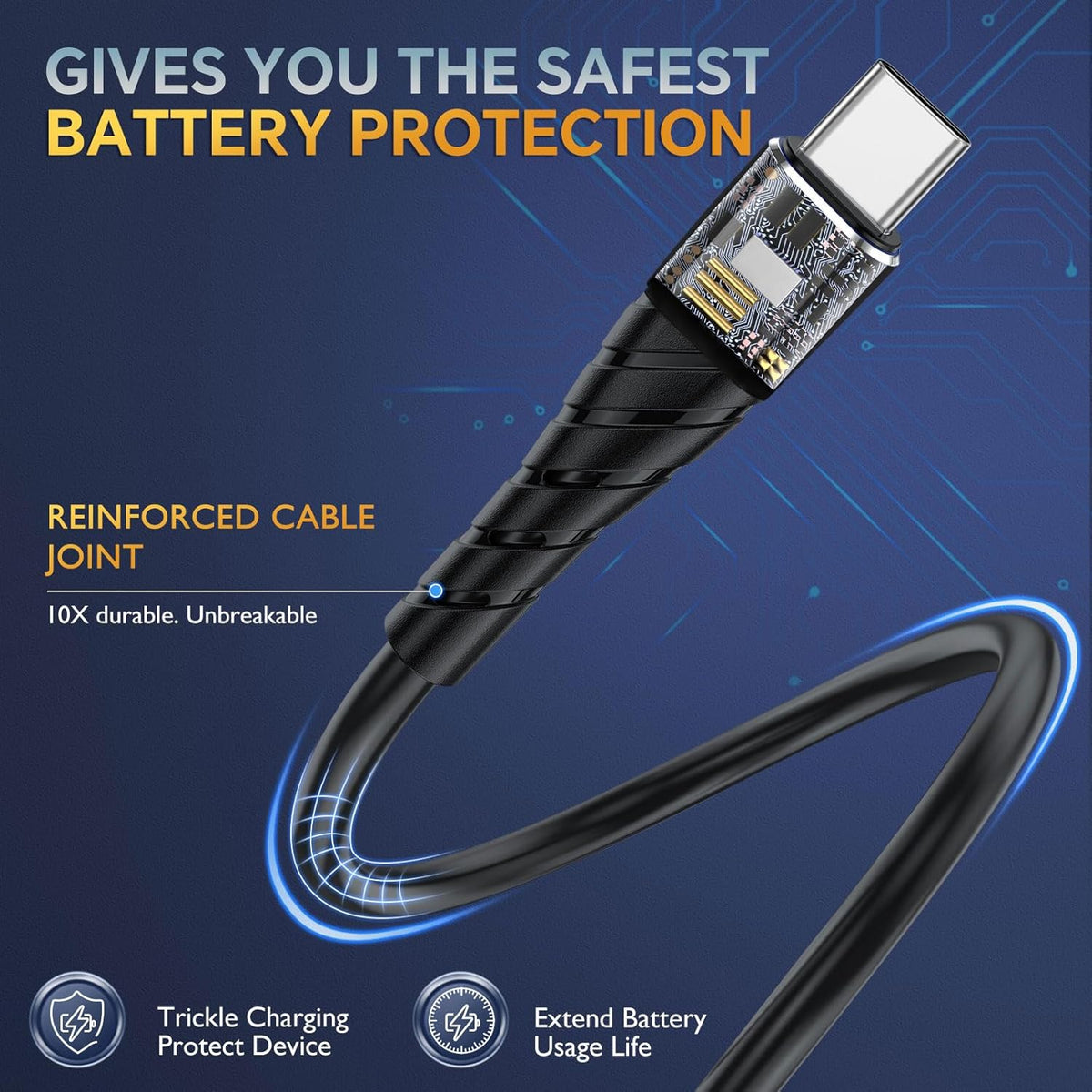 OIITH 3FT Gold 3Pack USB Type C to USB A 3A Fast Charging Cable for iPhone 15/15 Plus/15 Pro/15 Pro Max/Samsung/Pad/Laptop/LG