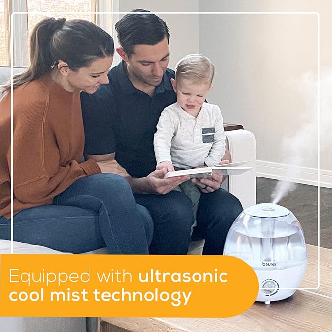Beurer LB27 Ultrasonic Air 0.8 Gallon Tank, Auto Shut-Off, Baby Kids Vaporizer Cool Mist Filter Free Silent, Humidifier