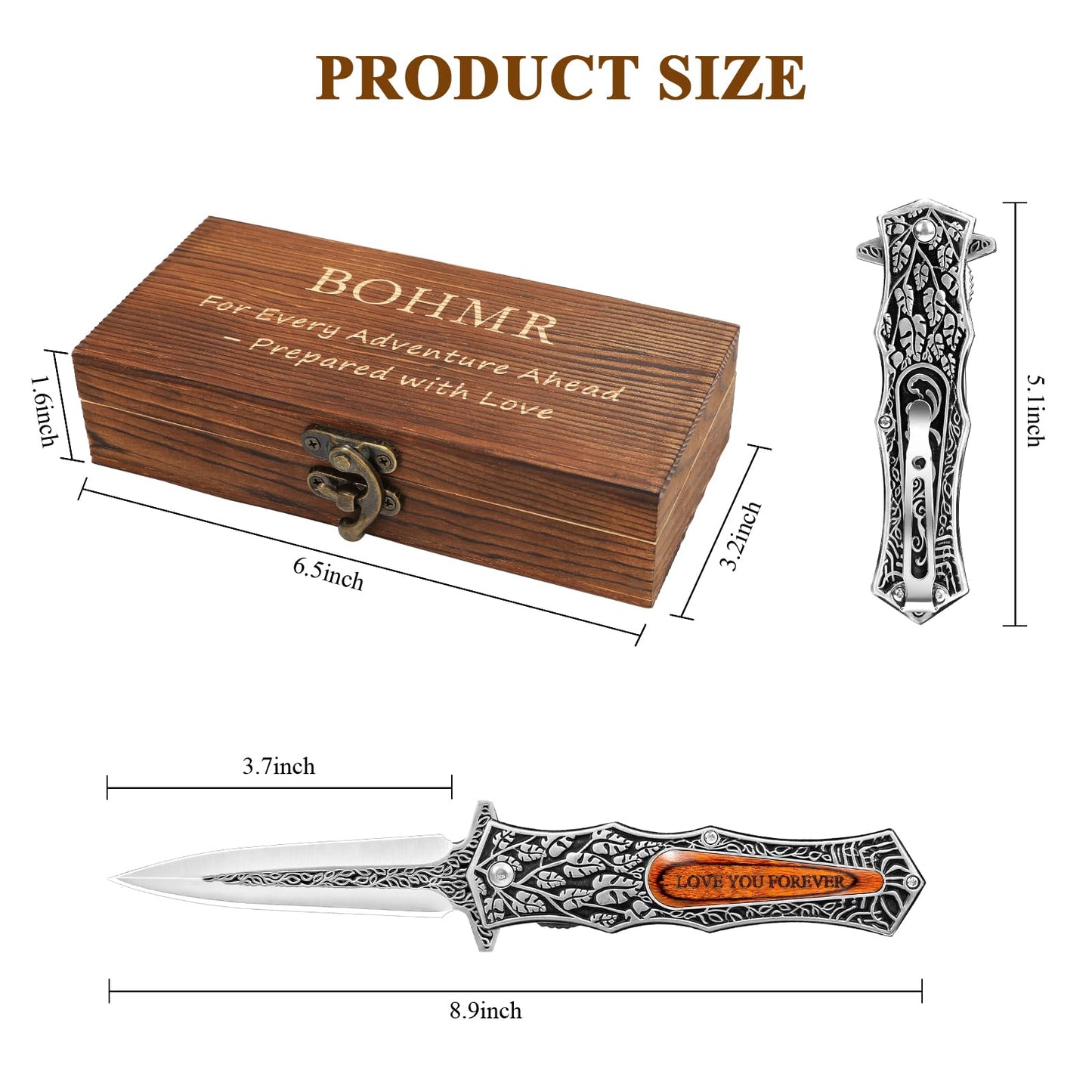 Birthday Gifts For Dad, Personalized Gift For Dad On Christmas And Father'S Day, Multitool Engraved Pocket Folding Knife With Gift Box For Father, Cool Idea Presents For Daddy From Daughter & Son