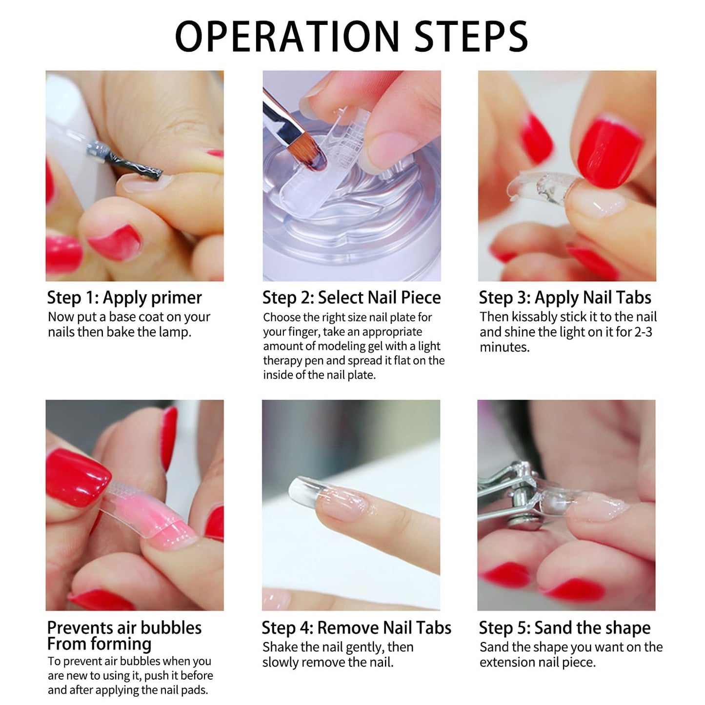 Poly Extension Gel Nail Kit - Professional Nail Gel Set with Slip Solution and Lamp Nail Art Design Beginner,All-in-One French Kit,Nail Thickening Solution
