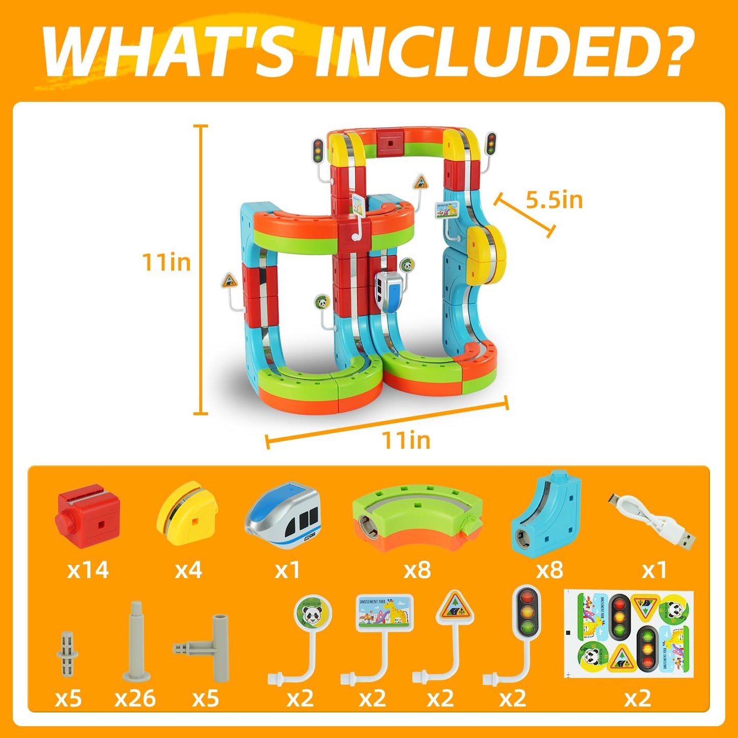 glouslove Kids Electric Train Set, DIY Track, Suitable for Children Aged 4-8,82 Pcs Car Track for Toddlers 3-5, Building Toy Train Track Gravity-Defying 3D Embedded Layouts & Motorized Car, STEM Gift