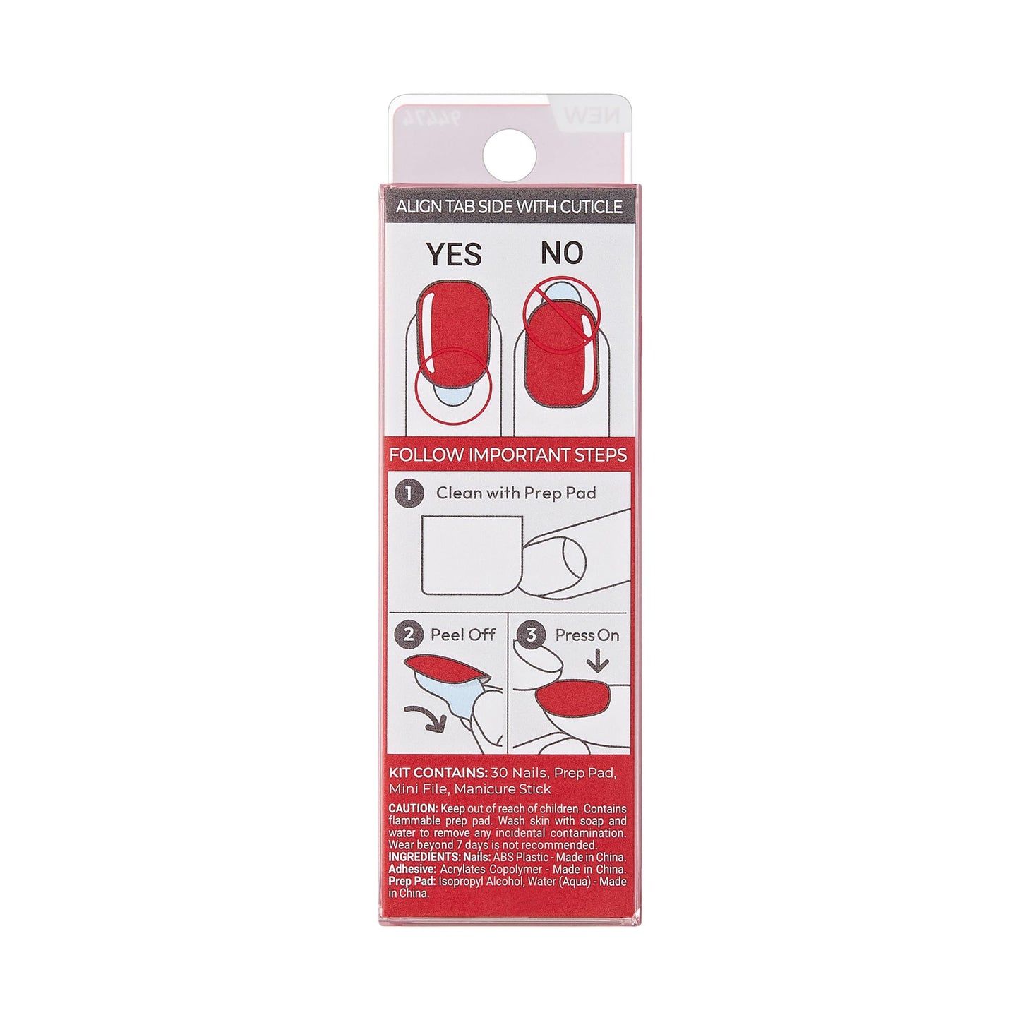 Kiss Impress No Glue Mani Press On Nails, Color, 'Golden Harvest', Red, Short Size, Squoval Shape, Includes 30 Nails, Prep Pad, Instructions Sheet, 1 Manicure Stick, 1 Mini File