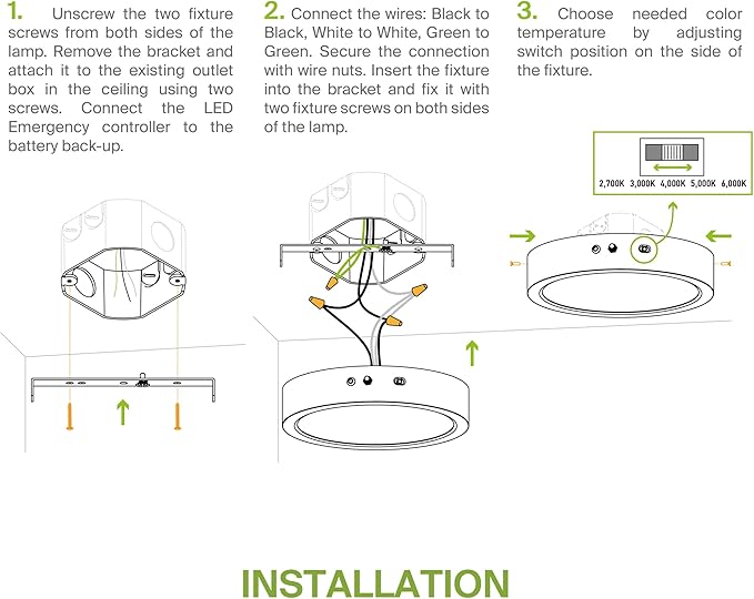 ASD LED 9" Round Flush Mount Ceiling Light Fixture, Low Profile Surface Lighting | 5CCT, Dimmable, Battery Backup, ETL Listed | 18W 1600LM 2700-6000K 120V | Kitchen, Hallway Lamp | White, 12 Pack