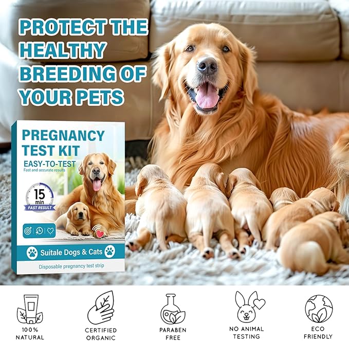 Dog Pregnancy Test, 15 min-Accurate and Fast Pregnancy Test Strips, Convenient & Disposable Pet Pregnancy Supplies at Home, 4Pcs/Kit Suitable for Dogs & Cats