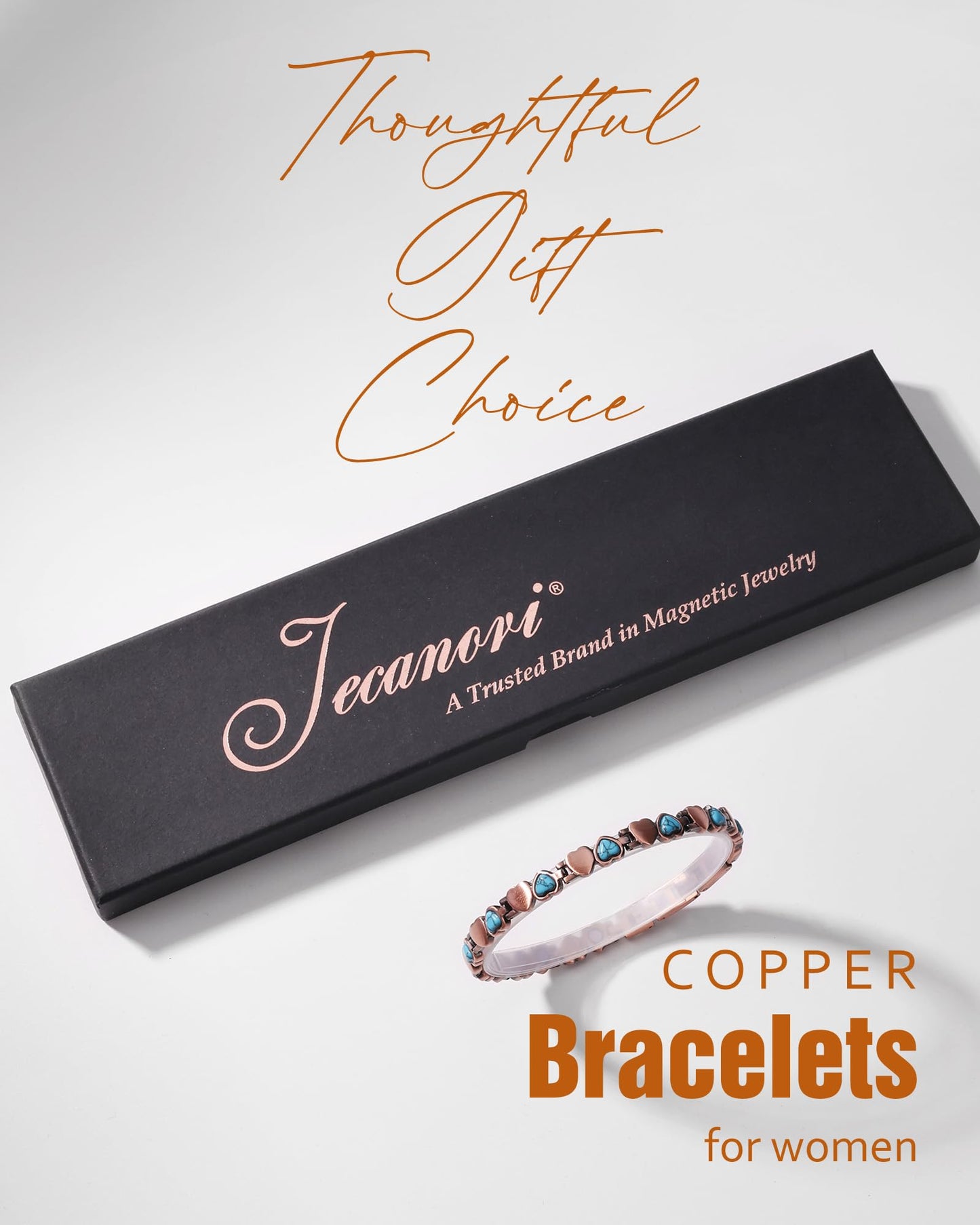 Jecanori Ultra Strength Copper Magnetic Bracelets for Women with 3800 Gauss Magnets &Sizing Tool