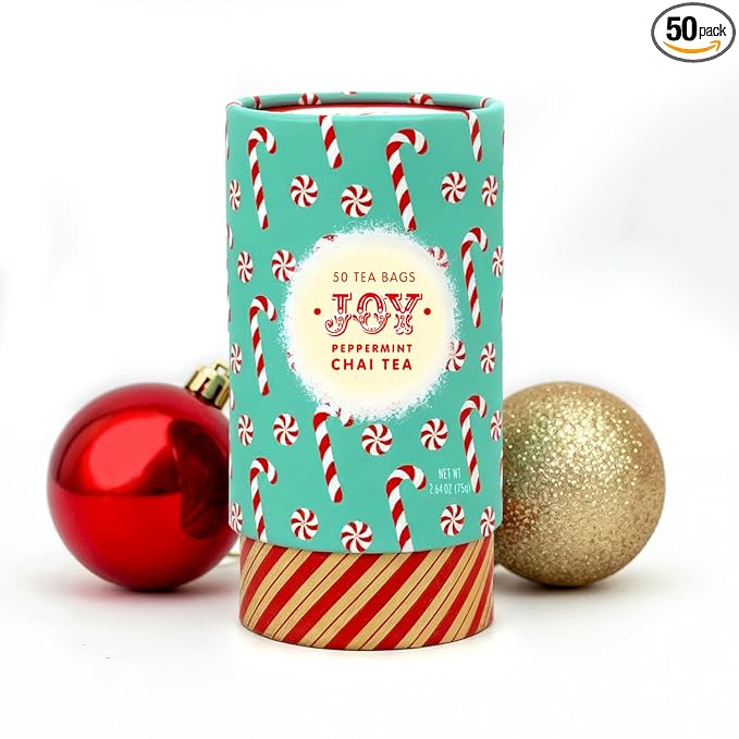 Life Plus Style Gourmet Joy Peppermint Chai Black Tea 50 Tea Bags Christmas Holiday Gift for Tea Lovers Secret Santa & Stocking Stuffer Tea Gift for Women