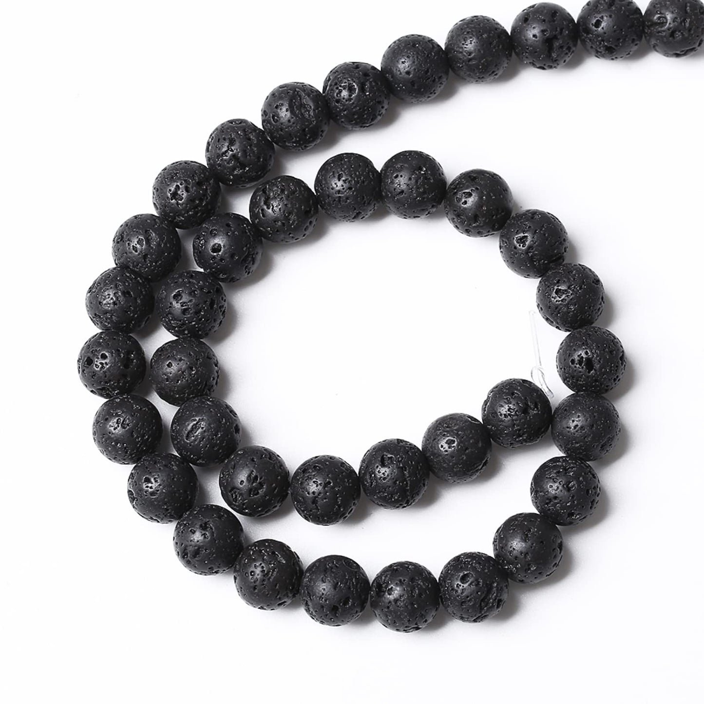 6mm 60pcs Natural Stone Black Volcanic Lava Chakra Spacer Loose Beads for Jewelry Making DIY Bracelet
