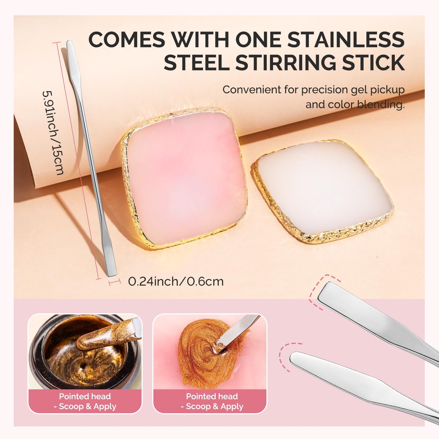 MelodySusie 2PCS Square Shape Resin Nail Art Palette Set with Stainless Steel Mixing Stick MelodySusie 50 Pcs Sponge Toe Separators Set
