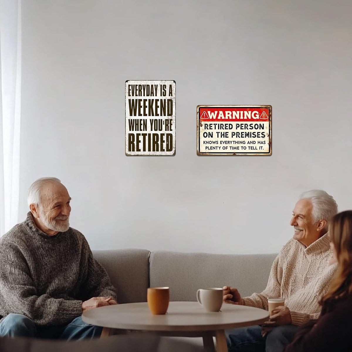 Retirement Signs - Funny Retirement Gifts for Men Vintage Warning Retired Person On Premises Metal Tin Sign for Happy Retirement Party Door Decor Retired Yard Gifts for Women 8x12 Inch
