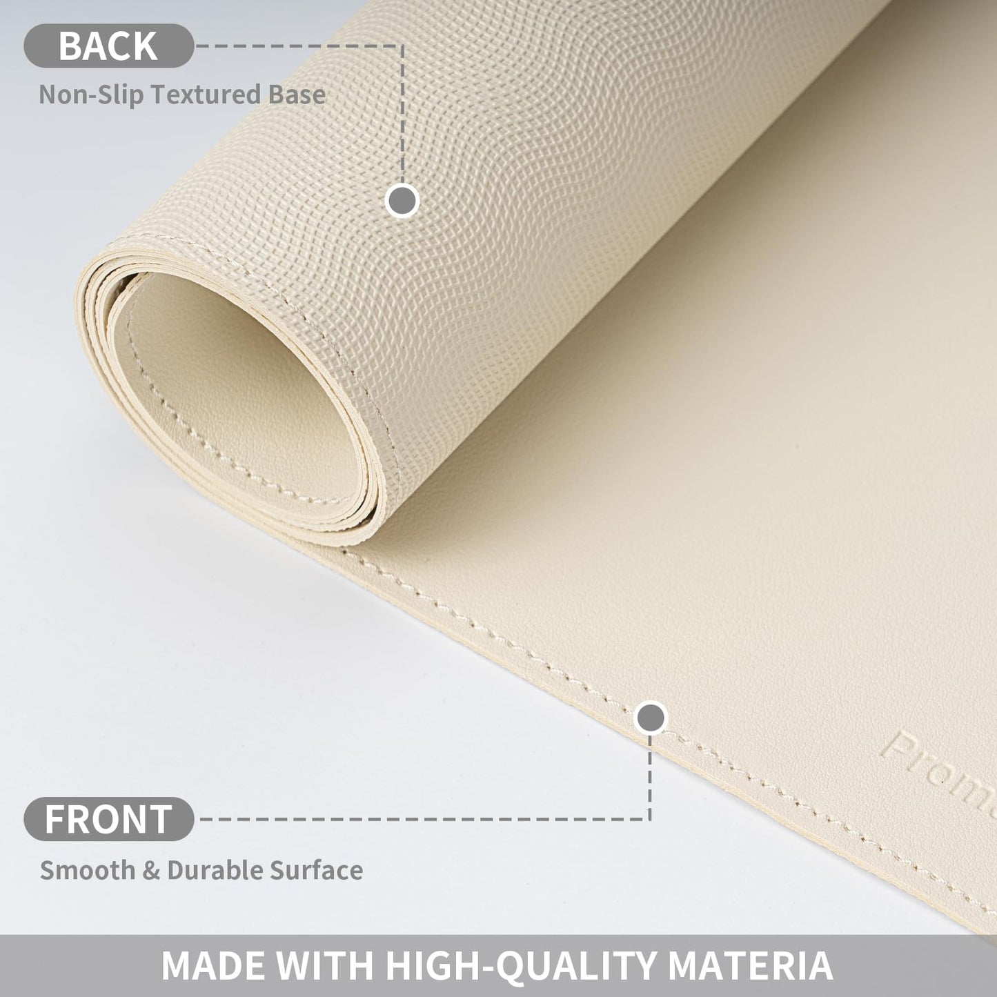 PROMATTOO Oversized Non-Slip Desk Pad Protector with Premium Gift Box – Vegan Leather Waterproof Laptop Mat for Keyboard & Mouse, Grips Desk Firmly – Large Office Pad– Creamy White