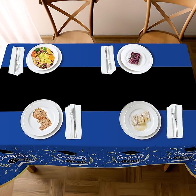 Class of 2026 Blue & Gold Graduation Tablecloths, 2 Pack