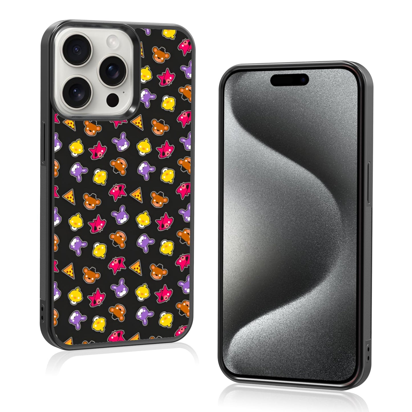 MMYAJT Cute Cartoon Bear and Foxy Phone Case Fit for iPhone 15 Pro, TPU Shockproof Protective iPhone Case FNAF Five Nights Phone Cover Gift for Boy Girl Men Women