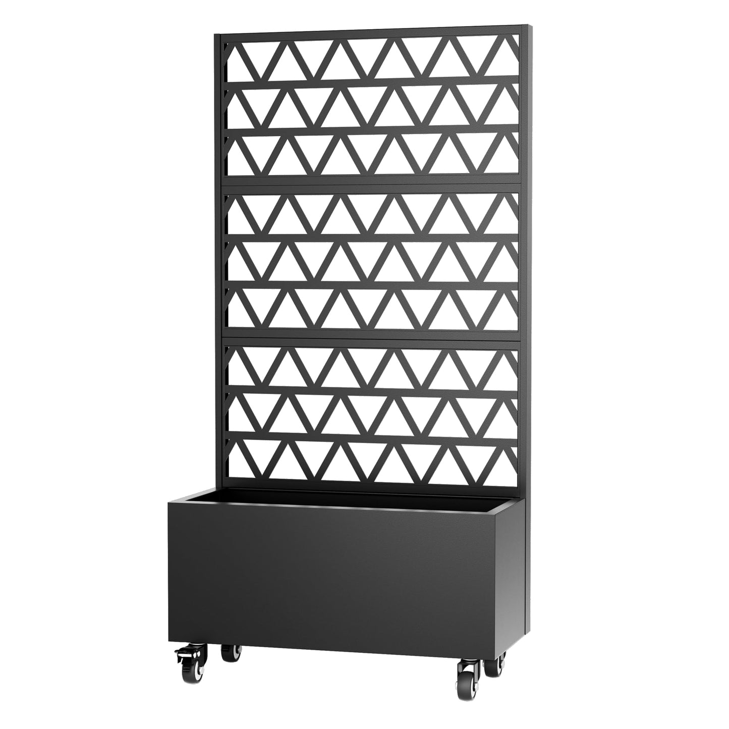 Mobile Planter Box with Trellis, 72H x 35.8W x 16.1D inches, Trellis Privacy Screen for Climbing Plants, Vegetables, Vines, Weather-Resistant Metal Frame, Rolling Wheels