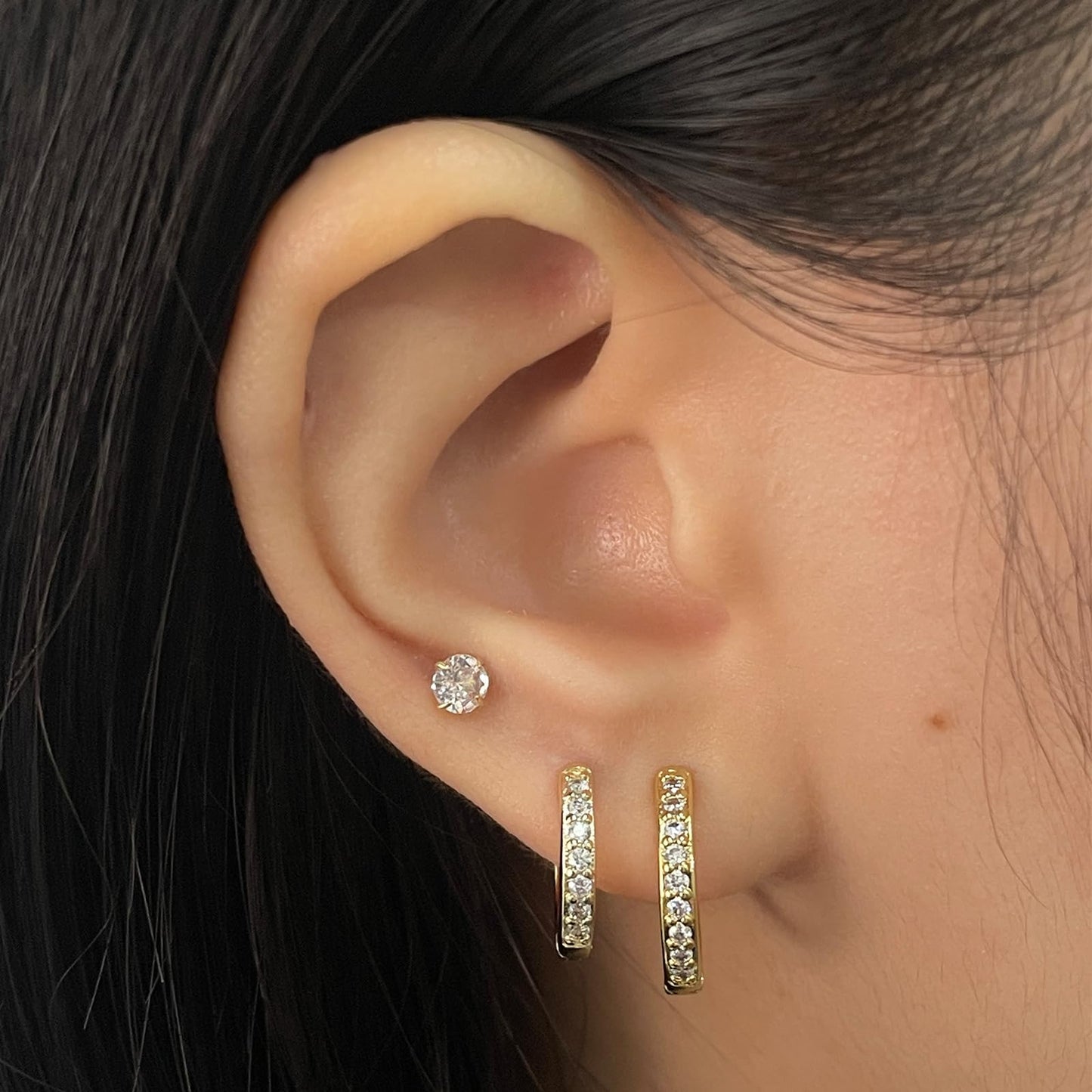 Cartilage Earring Hoop Sterling Silver Small Hoop Earrings Gold Plated Cubic Zirconia Cuff Huggie Hoops Earrings Piercing for Women 8mm 10mm 12mm