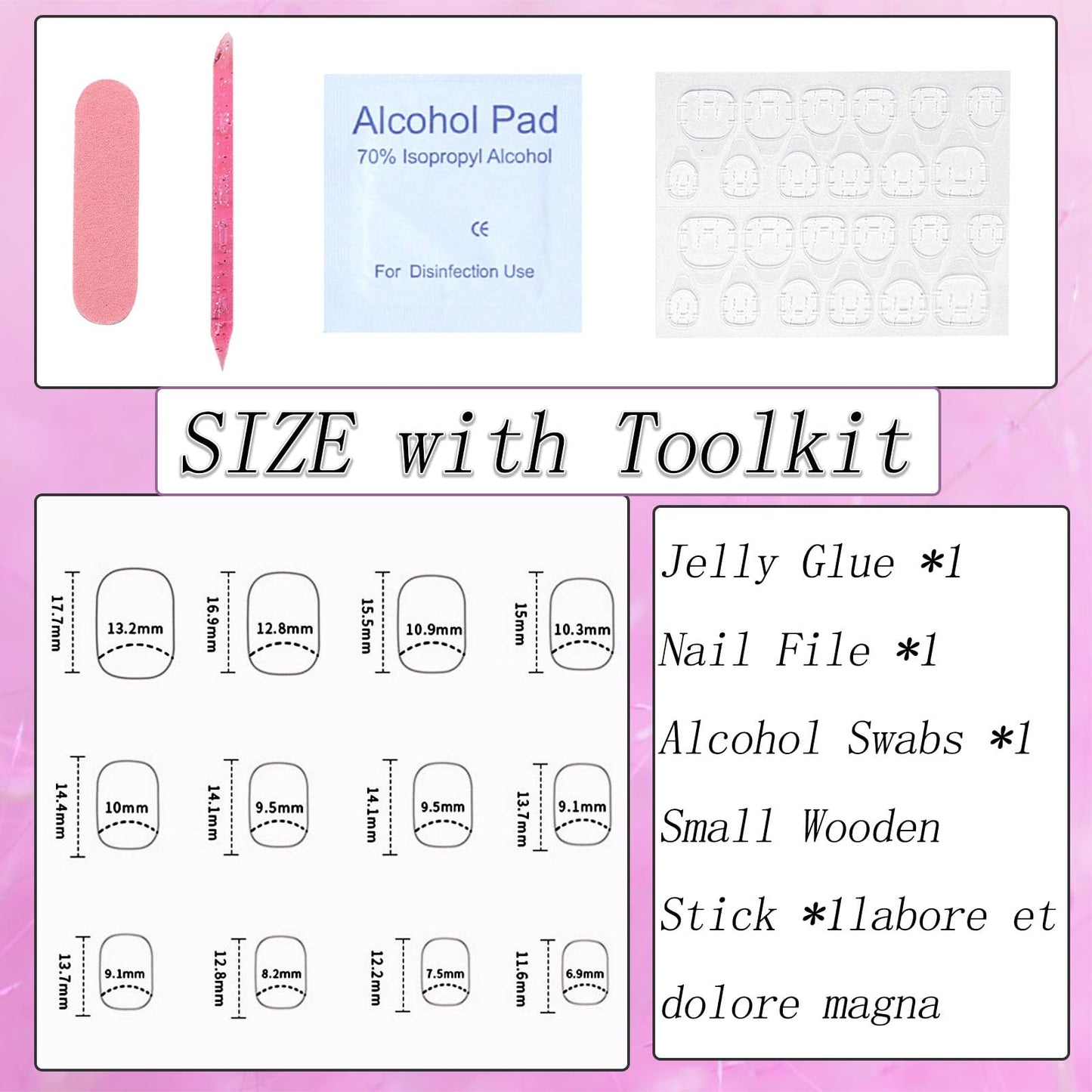 Square Press on Nails Short False Nails Rose Red with White Curve Glue on Nails Nude Full Cover Fake Nails Press ons Glossy Acrylic Nails Artificial Stick on Nails for Women 24Pcs