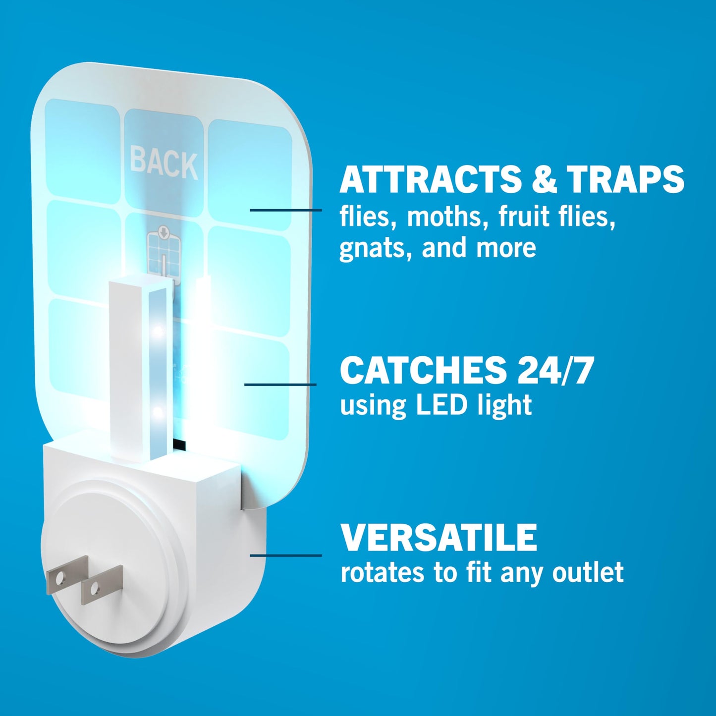 Safer Home Indoor Plug-In Fly Trap - SH502 - Effective Fruit Fly Traps for Indoors, Gnat Traps for House Indoor, 400 Sq Ft Protection - Style: 1 Device + 2 Glue Cards