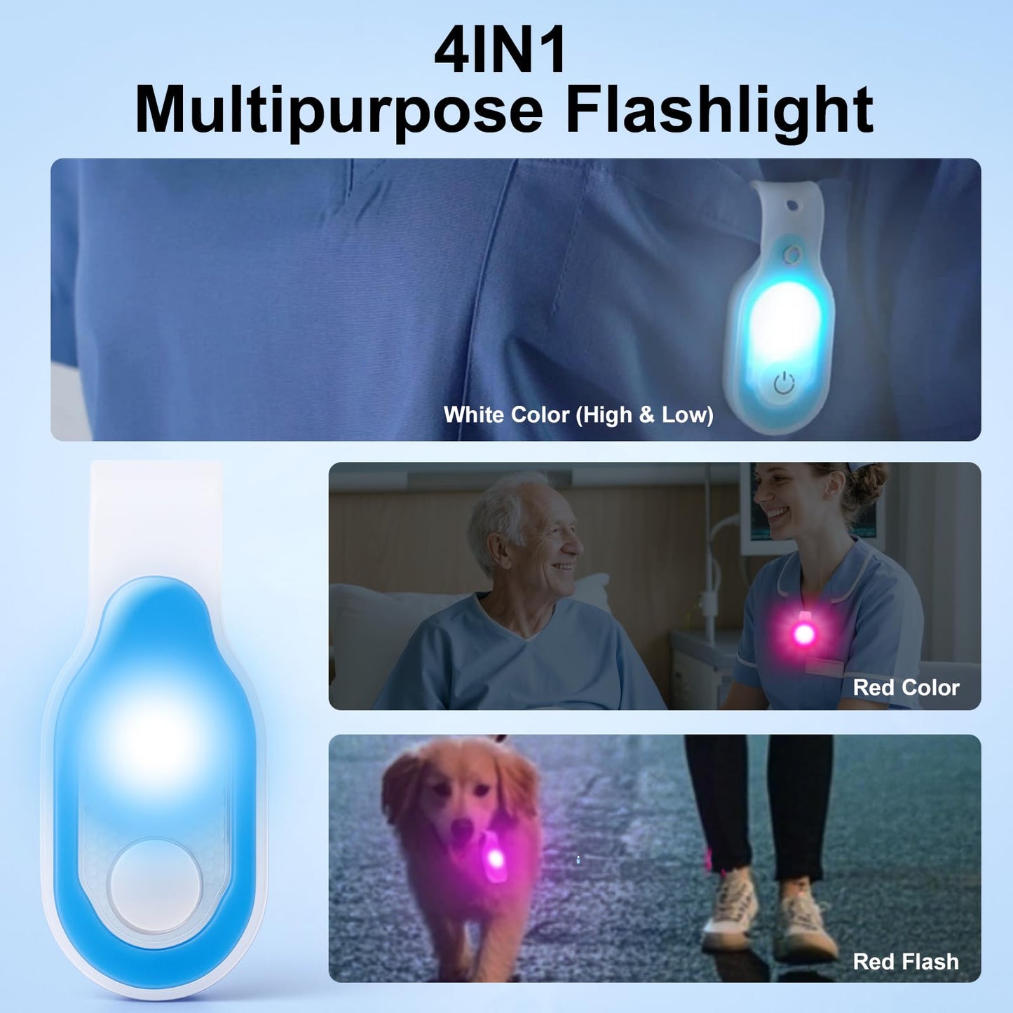 Nurse Light Clip On for Night Shift, 2 Pack Rechargeable Magnetic Nursing Night Light, Nurse Essentials, Hospital Nurse Scrub Lights, Handfree Clip-on Flashlight for Healthcare Workers, Blue & Pink