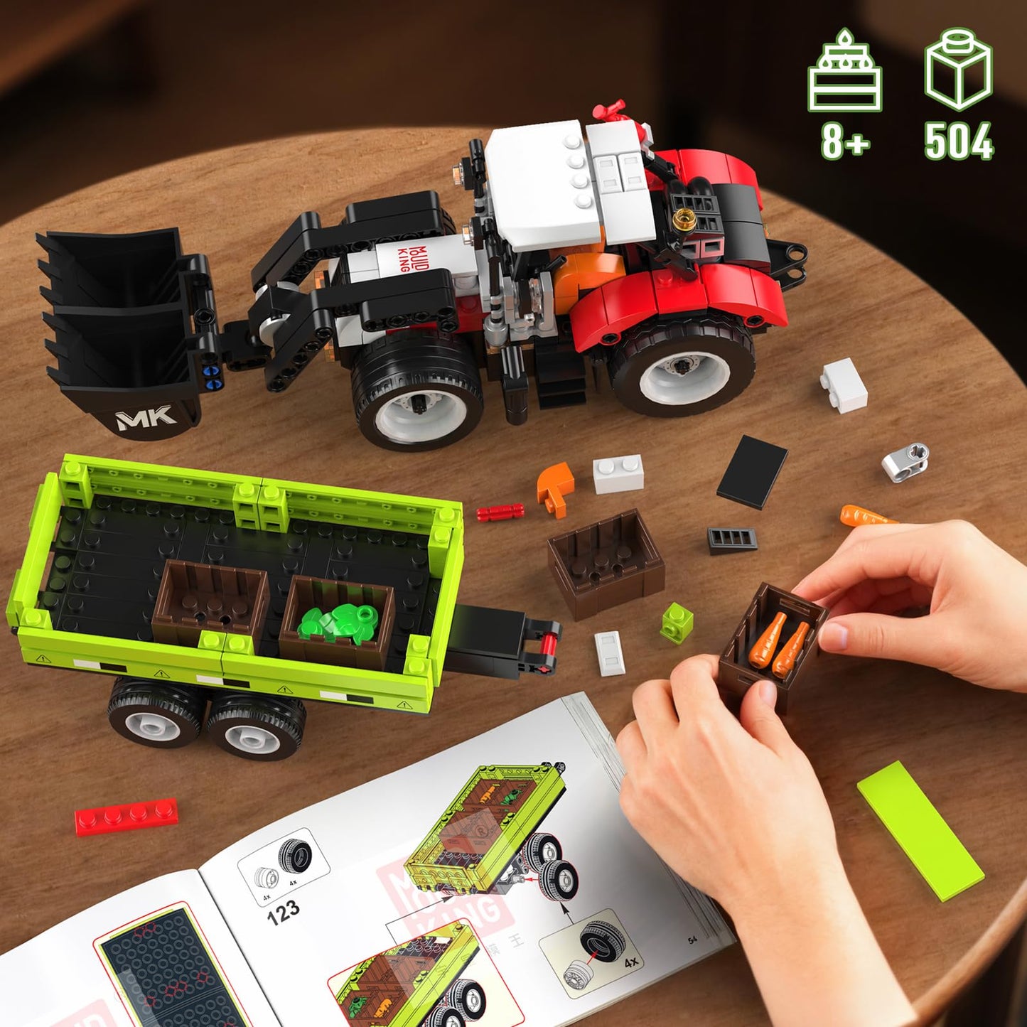 Mould King 24093 Farm Wheel Loader Building Sets, 504+ Pieces Mini World City Series Construction Sets, Farm Toys for Boy Age 8+