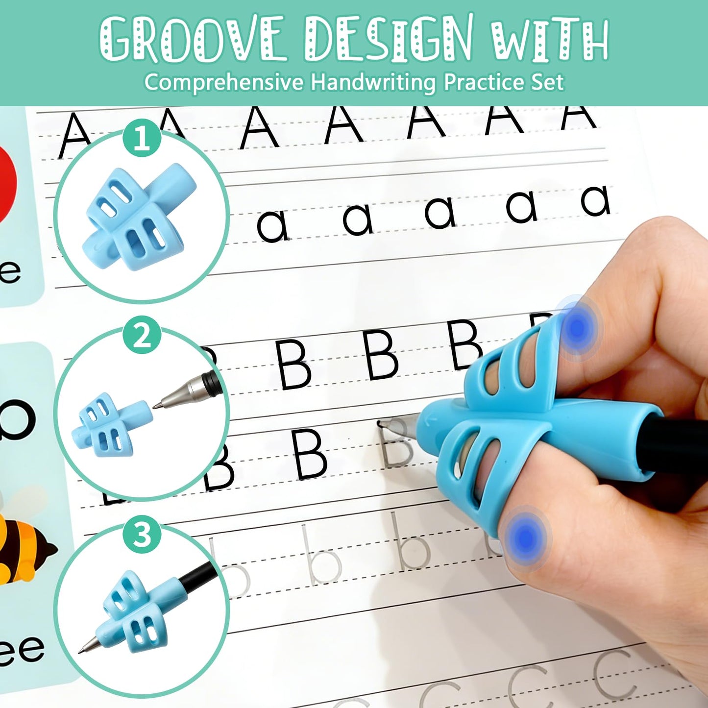 Magic Grooved Writing Practice for Kids Ages 3-8,Reusable Large Grooved Handwriting Practice Books, Writing Books for Kids 5-7 Preschool Learning Activitys for Tracing Letters & Numbers