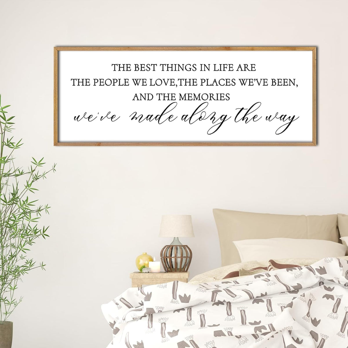 The Best Things in Life Wall Decor Sign 40 x 15 Inch Memories Inspirational Quotes Wood Framed Family Entryway Living Room Home Wall Art for Farmhouse Bedroom Room (Wood)