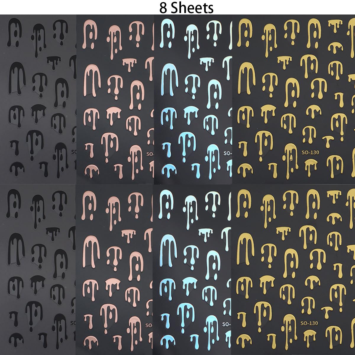 8 Sheets Halloween Nail Stickers for Nail Art Black Pink Laser Gold Nail Decals 3D Self-Adhesive Blood Nail Design Stickers Goth Nails Supply Halloween Nail Art Decoration for Women Manicure Tips