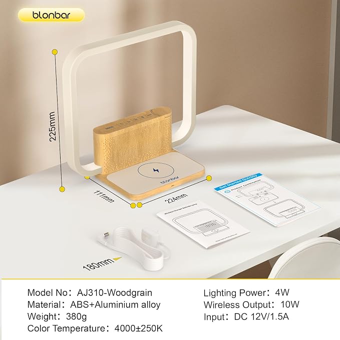 Sunrise Alarm Clock with Wireless Charging Desk Touch Lamp, Sunrise Lamp