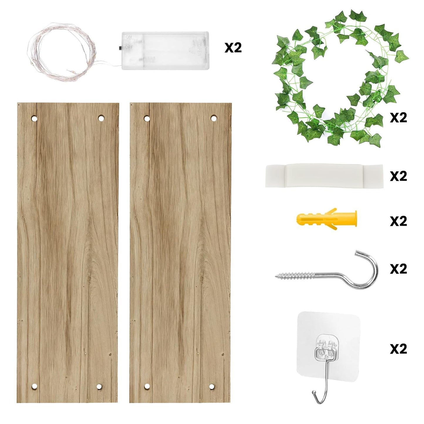 RICHER HOUSE Macrame Floating Shelves for Wall No Drilling, Boho Hanging Shelf with Artificial Ivy and LED Lights, Plant Wall Decor for Living Room Bedroom Dorm