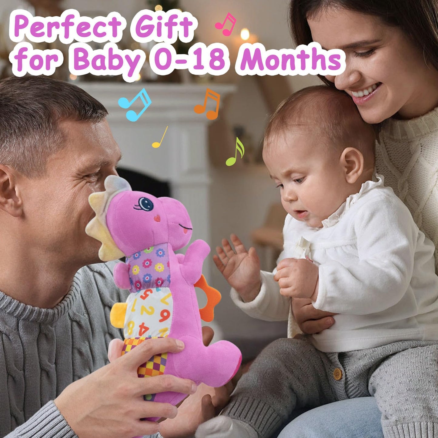 Holaxander Baby Boy Gift Set for 0-12+ Months (1 * Baby Dino Musical Toy & 1 * Musical Plush Rabbit Toy)