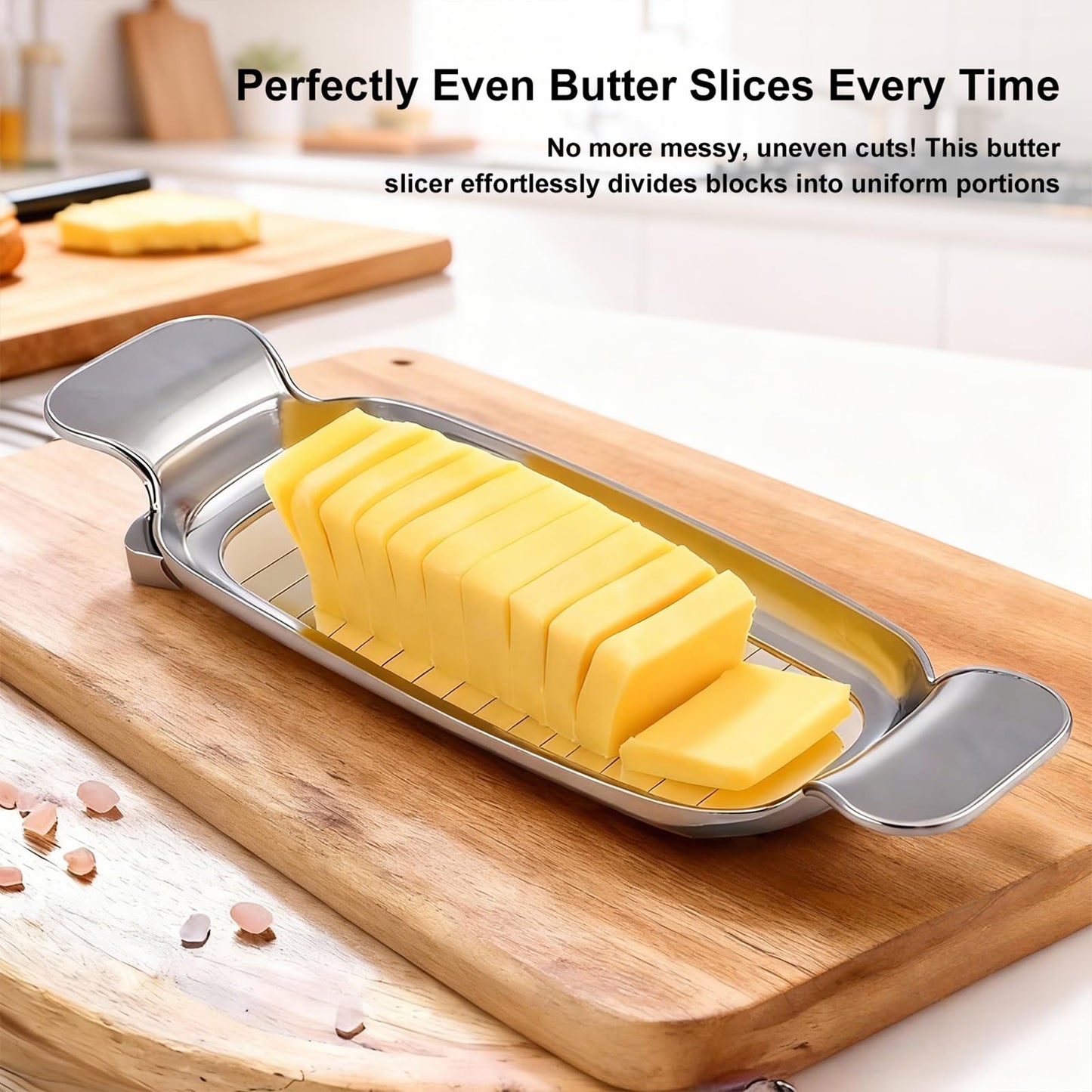 Butter Slicer Cutter & Cheese Cutter–Multi-Use Kitchen Tool for Evenly Slicing Butter Blocks, Cheeses, Eggs & Soft Fruits–Non-Stick,Compact & Portable for Home, BBQ, Camping(2 PACK)