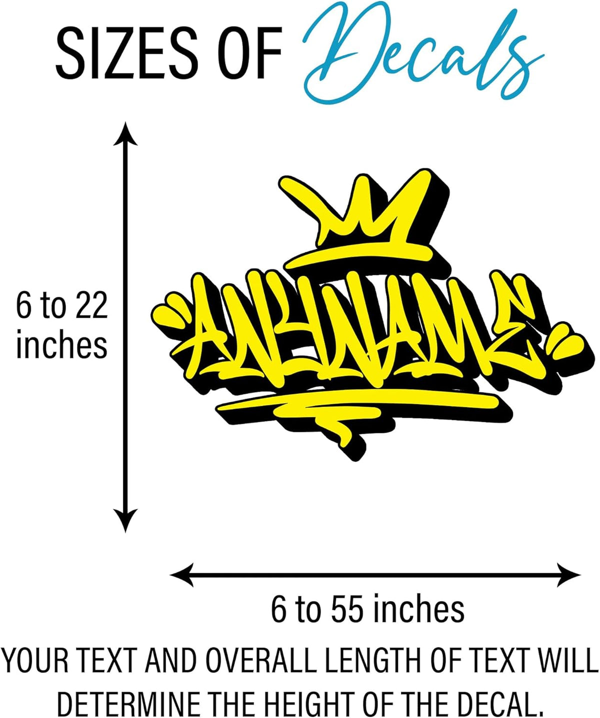 Custom Graffiti Name Wall Decal Personalized Graffiti Name Decal Graphics Large Vinyl Wall Decals for Home & Room Décor, Peel & Stick Wall Art for Kids & Teens Bedroom, Car, Vehicles