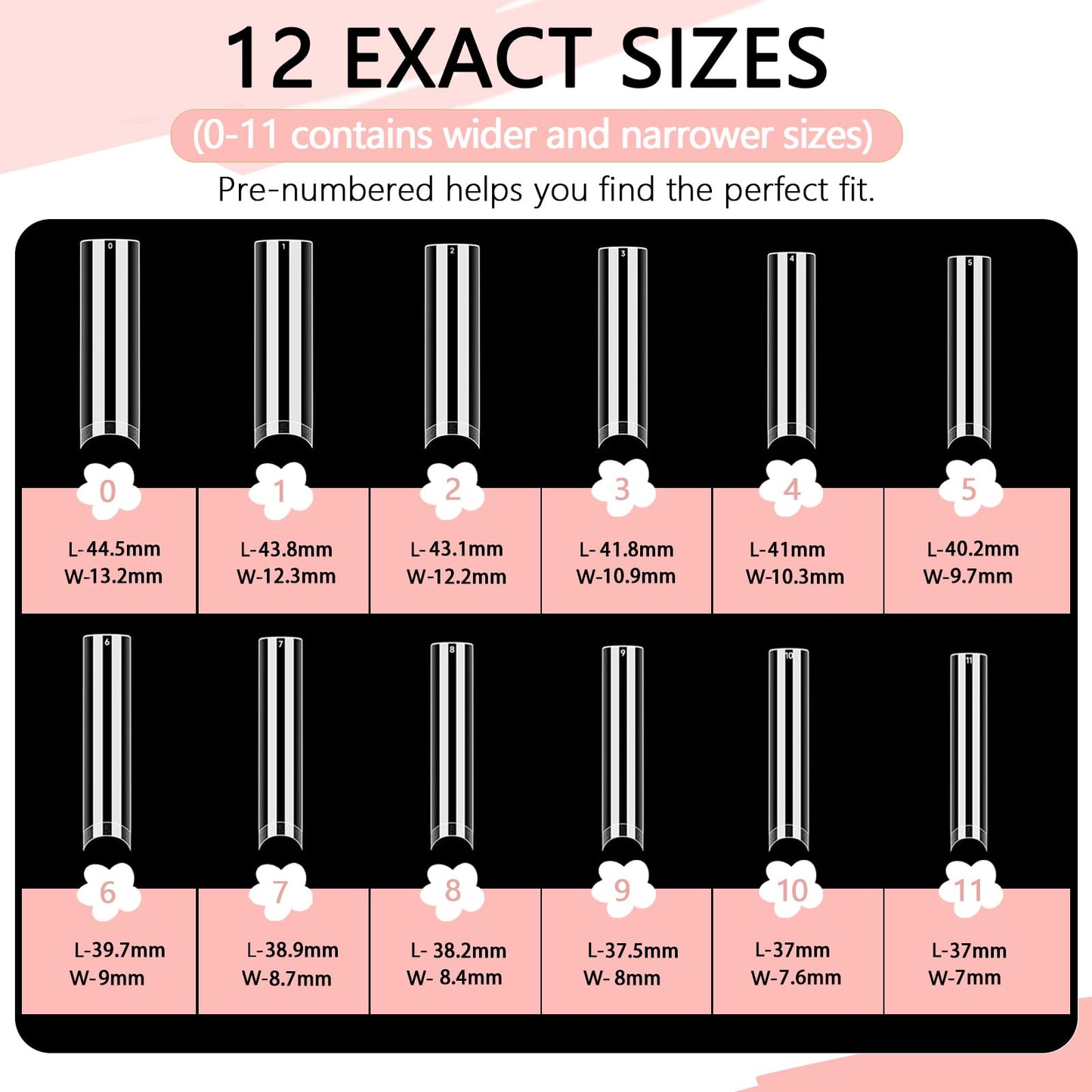 COLOURSMILE Square XXL Extra Long Nail Tips - 216PCS No C Curve Half Cover Gel Tips, No Trace & No Crease, for Acrylic Nails Home DIY with Storage Box