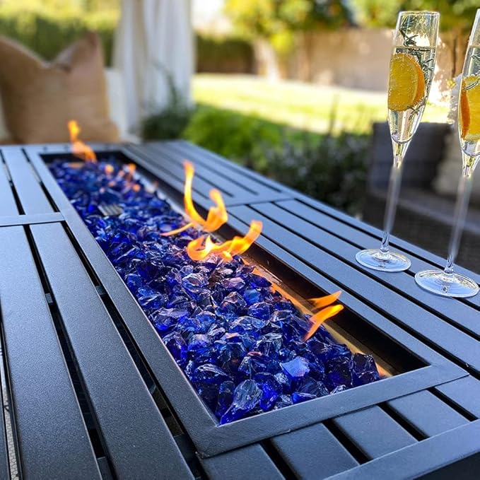 Sophia & William Patio Furniture Sets with 45" Gas Fire Pit Table Outdoor Metal Conversation Sets for 5, 2 x Swivel Cushioned Patio Sofa Chairs, 1 x 3-Seat Sofa 4 Pieces for Lawn Backyard Grey